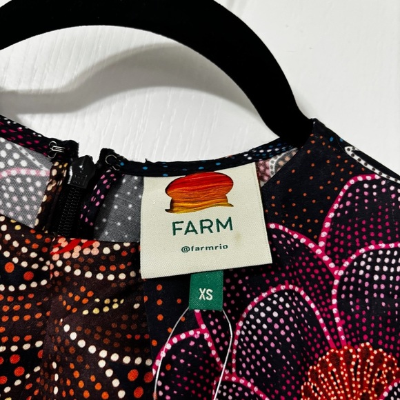 Farm Rio Sparkle Flowers Mini Dress Floral Print Circle Cut-Out Size XS - Picture 8 of 8